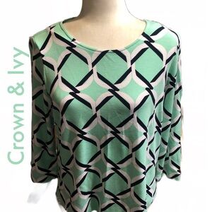 Crown & Ivy • Mint Geometric Women's Top • M